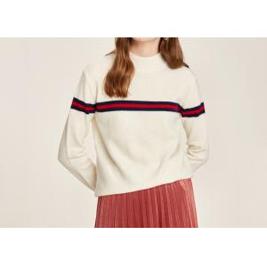 China Classic White Ground, Black And Red Contrast Color Stripe Lady Jumper Mock Neck wholesale