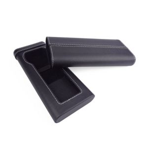 China Scratch Resistant Black Leather Watch Box Open Window Design For Single Watch Storage wholesale