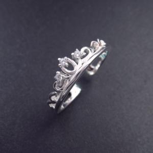 China Zircon  925 Sterling Silver Rings For Girls / Crown Open Adjustable Size Little Finger Ring supplier