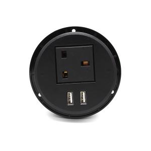 China Smart British Furniture AC Black Round Power Socket Embedded Installation supplier