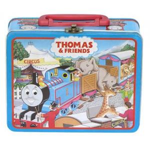 Thomas Lunch Tin Box Vintage Metal Lunch Boxes with Plastic Handle Empty Tin Cans