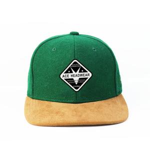 Pre Printed Adjustable Snapback Hat / Green Color Cotton Snapback Baseball Caps