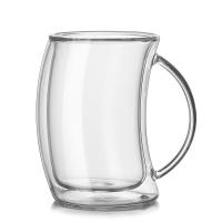 China Espresso Double Wall Glass Cup Safe To Touch With Handle Unique Design on sale