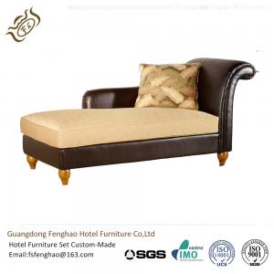 Wooden Frame Leather Indoor Chaise Lounge Chair For Hotel Bedroom