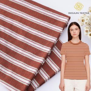 Good Texture Ramie Striped Cotton Jersey 190gsm Knit Combed Cotton Fabric For Casual Shirt