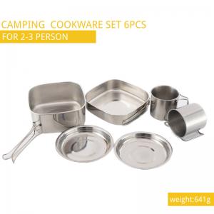 H6.8CM Camping Cooking Set D14.7CM Stainless Steel Camping Cookware 6pcs/Set
