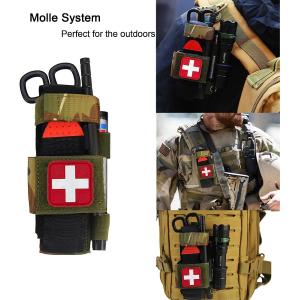 Tactical Tourniquet Storage Bag, 1000D Tactical Tourniquet Holder Molle Trauma Medcial Shears Holster TQ Pouch