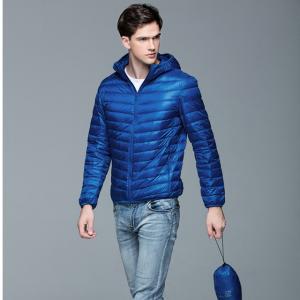 China new style small quantity solid color nylon/polyester winter mix size slim fit men goose feather jacket supplier
