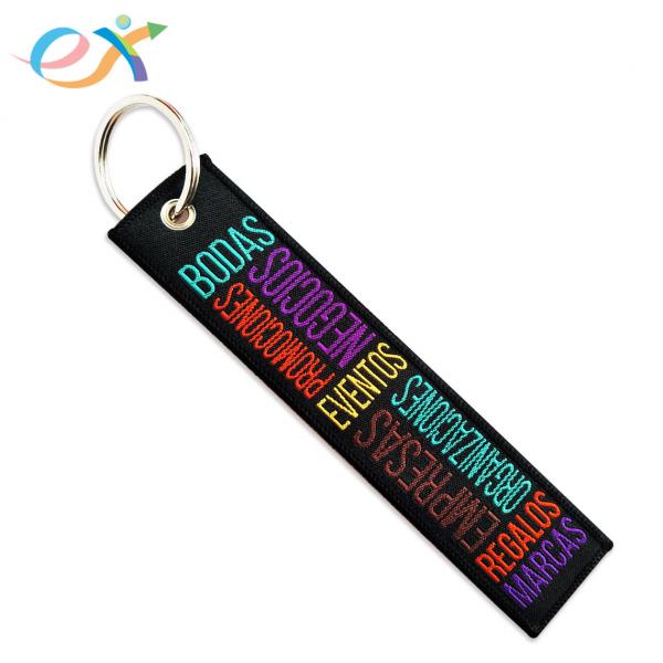 Promotion Custom Fabric Keychains , Rectangle Fabric Key Tags For Gifts