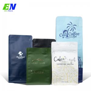 China Flat Bottom Coffee Beans Bag With One-way Valve And T-Zipper On The Top supplier