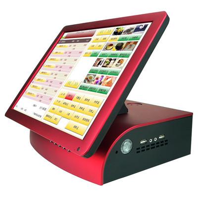 15" All In One Touch Screen POS Terminal In Red or Black For Cafeterias