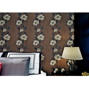 Floral Interior House Decoration Wallpaper With Non Woven Materials , Brown Color