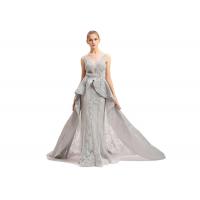 China Floor Length O Neck Prom Wedding Dresses / Grey Beading Muslim Evening Dress on sale