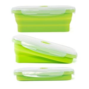 China Refrigerated Refrigerator Storage Soft Silicone Sectioned Green Healthy Lunch Box for office with personal logo 4 compartments supplier
