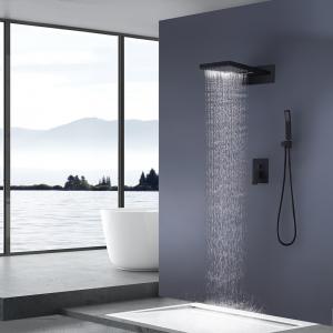 1 Handle 3 Spray wall mount shower faucet set With 9 In Waterfall Shower Head