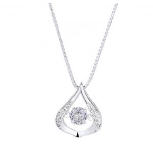 Pure Silver  Water Drop Smart Zircon Pendant Women'S Necklace Japanese And Korean Version Of Simple Box Chain