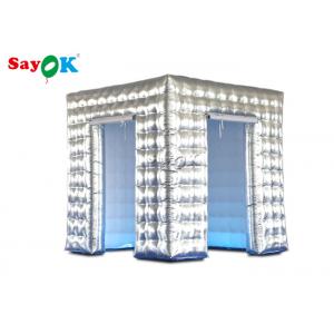 Portable Photo Booth Silver Inflatable Cube Photo Booth With Two Doors For Trade Show