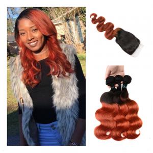 China Ombre Hair Bundles Lace Closure Professional 1B/350 Two Tone Golden Blonde Brazilian Body Wave Human Hair supplier