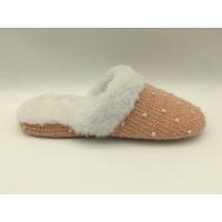 China Winter Soft Ladies Slippers Fleece Closed Toe Flat Shoes With Soft Knit / Fleece Upper on sale