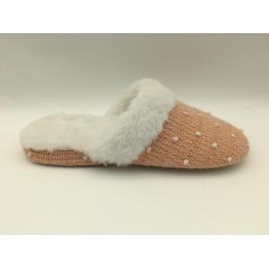 Winter Soft Ladies Slippers Fleece Closed Toe Flat Shoes With Soft Knit / Fleece Upper