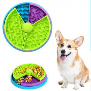 Anti Slip Pet Food Bowls Three Color Round Plate Slow Food For Dog And Cat