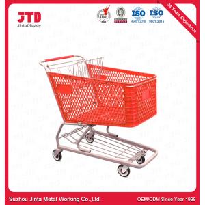 180L Plastic Trolley Basket ISO9001 Grocery Shopping Cart With Wheels
