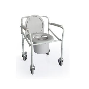 Bedpan Castor Folding Toilet Chair , Aluminum Portable Shower Commode Chair