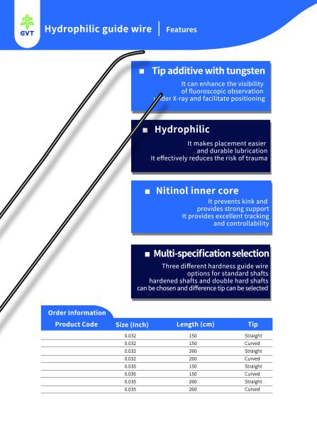 ‌Medical Hydrophilic Guide Wire Procedural Versatility Straight Tips Hydrophilic Coated Wire