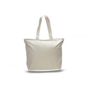 Squared Off Bottom Cotton Tote Bags With Inside Zippered Pocket