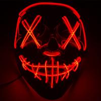 China Halloween Mask LED Glowing Mask Black Words Halloween LED Masks With Blood Horror Facepiece on sale
