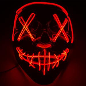 Halloween Mask LED Glowing Mask Black Words Halloween LED Masks With Blood Horror Facepiece