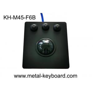 Metal Panel Industrial Black Trackball Mouse With 3 Waterproof Buttons