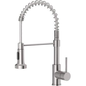 Low Lead Modern Sink Faucet Commercial Brass Single Handle Pull Down Sprayer Spring