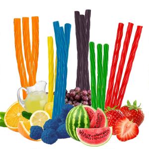 China Fruity Flavored Sour Patch Candy Custom Strawberry Sour Straws Jam Filled Twist Packaged In Bags wholesale