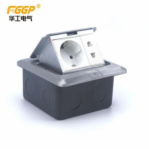 China 250V IP20 Indonesia Style 16A 250V EU Standard Pop Up Type Floor Box With Silver Panel supplier