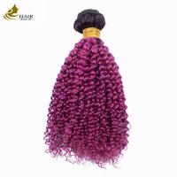 China Afro Kinky Curly Dark Root Purple Ombre Virgin Human Hair Bundles For Sale on sale