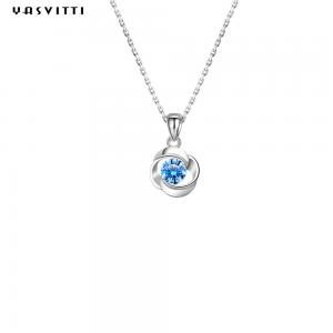 Luxury Geometric Sterling Silver Necklace Blue Topaz Stone Pendant Necklaces Jewelry​