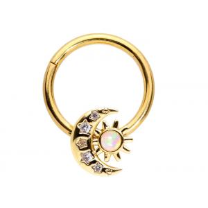 Solid 18K Gold Nose Piercing Moon Sun Shape With 0.06ct SI2 Natural Diamonds ODM