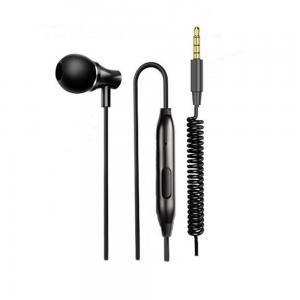 China 3.5mm Single One Side Metal Spring Coil Reinforced Noise Cancelling Wired Earphones Earbuds supplier