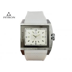 China Fitron Brand Square Men'S Watches , Big Face White Silicone Band Watch supplier