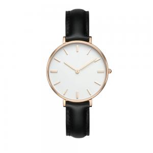 China Fashion SS Leather Strap Watches Womens Egg White Face Dial Custom Logo supplier