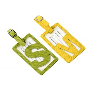 Green Travel Color Luggage Tag Pu Leather Hollow Pattern Tag