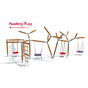 Large Playground Equipment Swings , Rose Wood Garden Swing Set For Toddler