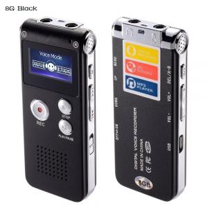 Digital Audio Voice Recorder, 8GB Multifunctional Dictaphone / MP3 Player with Built-In Speaker / Dual Microphone