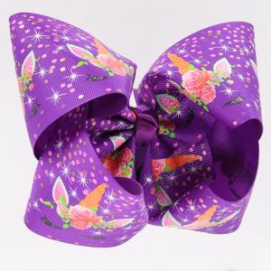 Purple Glitter Large Hair Bows , Eco Friendly Personalized Hair Bows