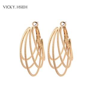 VICKY.HSIEH Gold Tone Multiple Circle Textured Hoop Earrings for Women