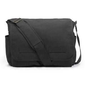 Black Travel Messenger Bag Mens Canvas Satchel Bags W 17.5" X H 12" X D 5"