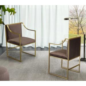 Hot selling gold stainless steel dining chair velvet upholstery armrest chair for living room