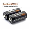 China Soshine 3.2V LiFePO4 RCR123 / 16340 rechargeable battery with protection wholesale