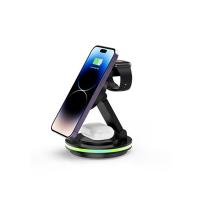 China Multi Function RGB Light Portable Wireless Phone Charger Apple Watch Phone Charger Stand on sale